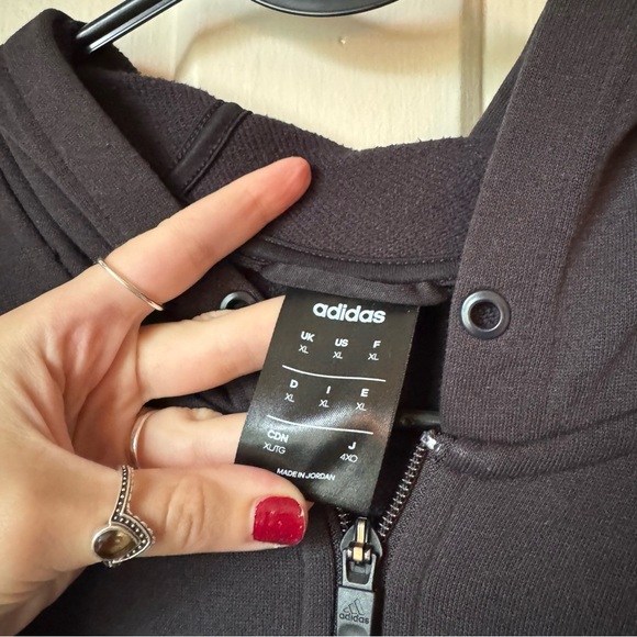 Adidas Black and White Zip-Up Hoodie - Picture 3 of 5